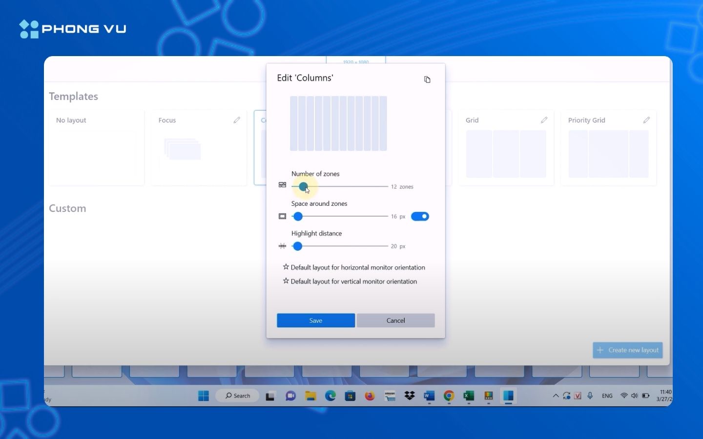 Bạn có thể nhấp vào biểu tượng cây bút để tùy chỉnh kích thước theo sở thích
