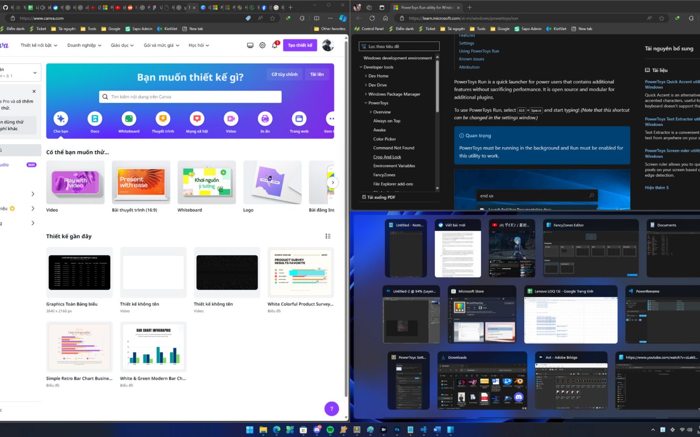 Sử dụng PowerToys FancyZones để chia màn hình