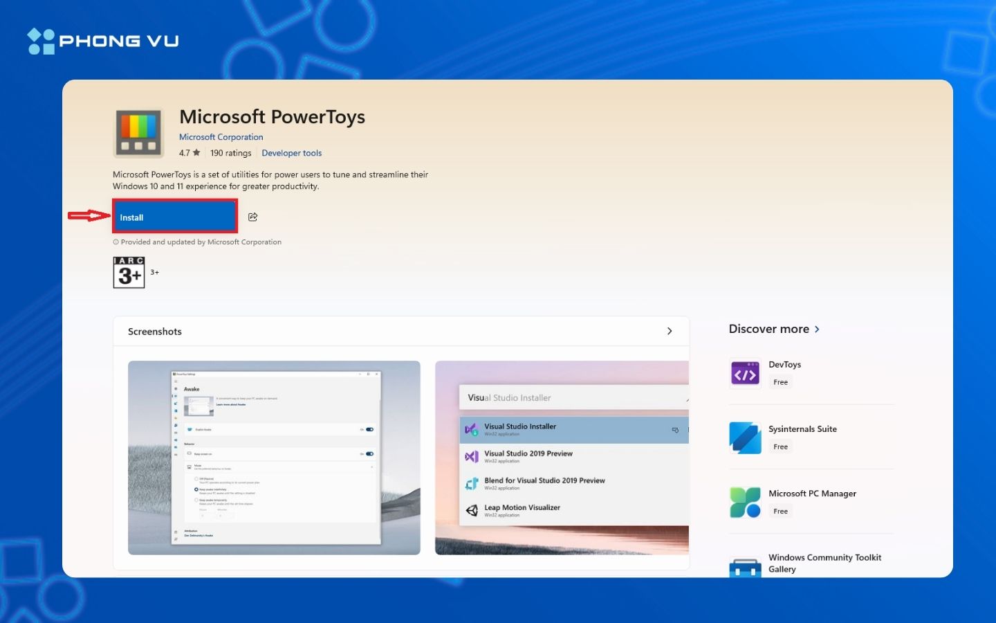 Nhấn chọn Install  để tải xuống và cài đặt phần mềm