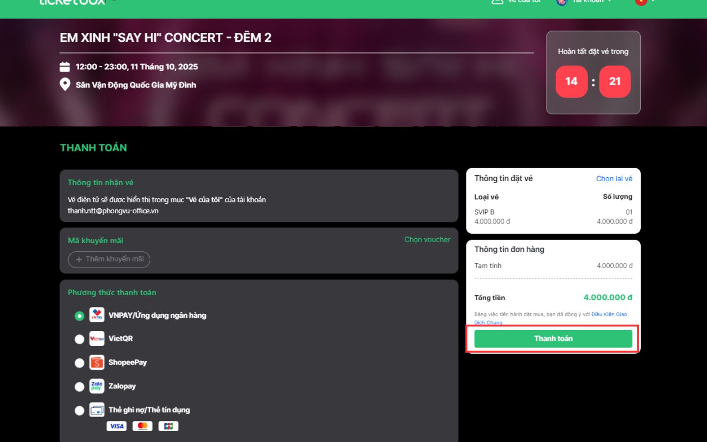 Chọn phương thức thanh toán phù hợp