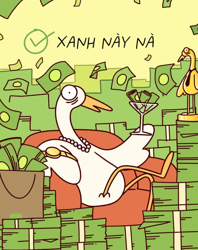 Chú Cò thích màu xanh của tiền lương