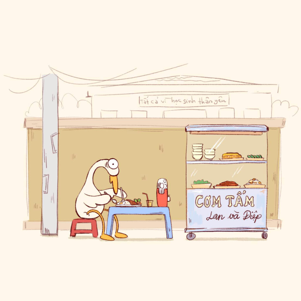 Chị ơi, cho em xin một đĩa cơm tấm