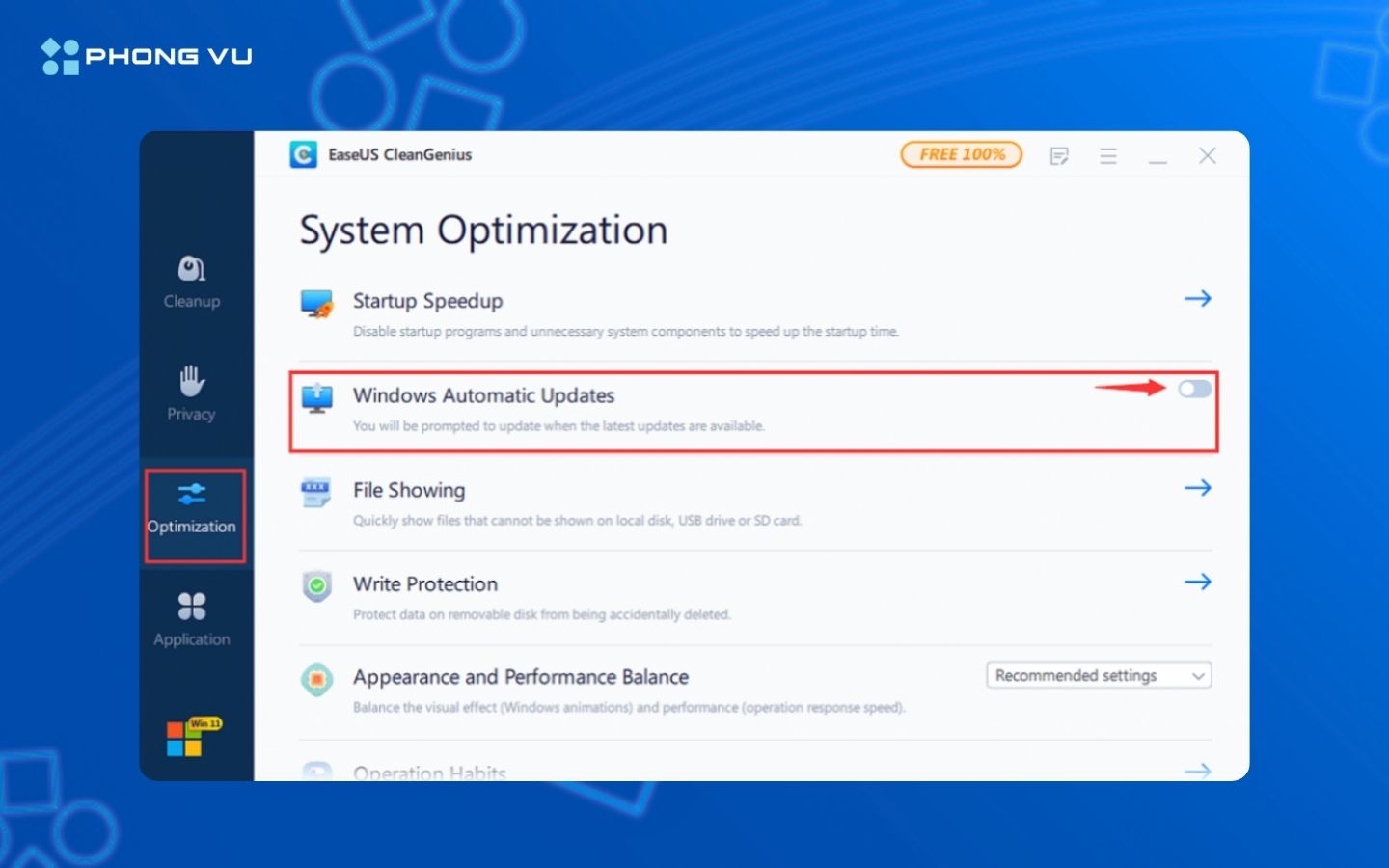 Trạng thái của dịch vụ Windows Update
