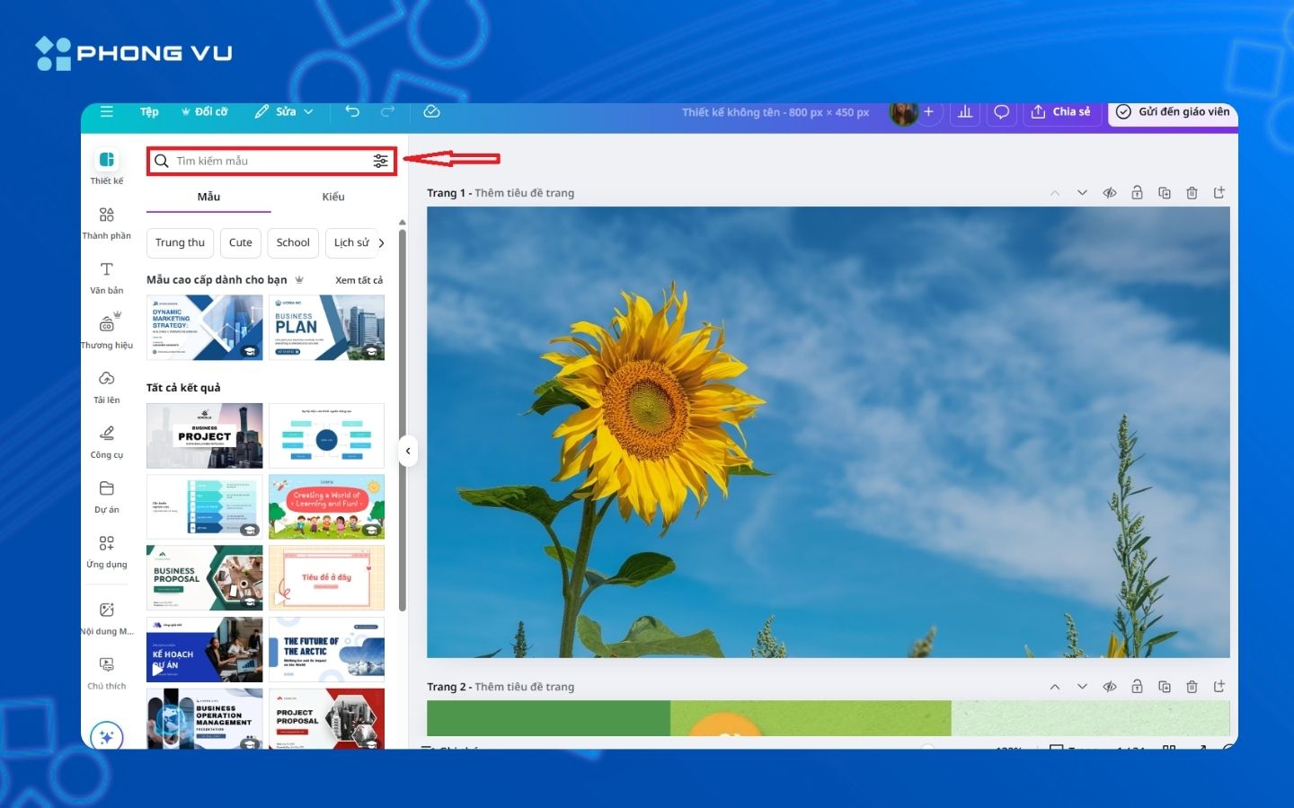 Chọn vào ô Tìm kiếm