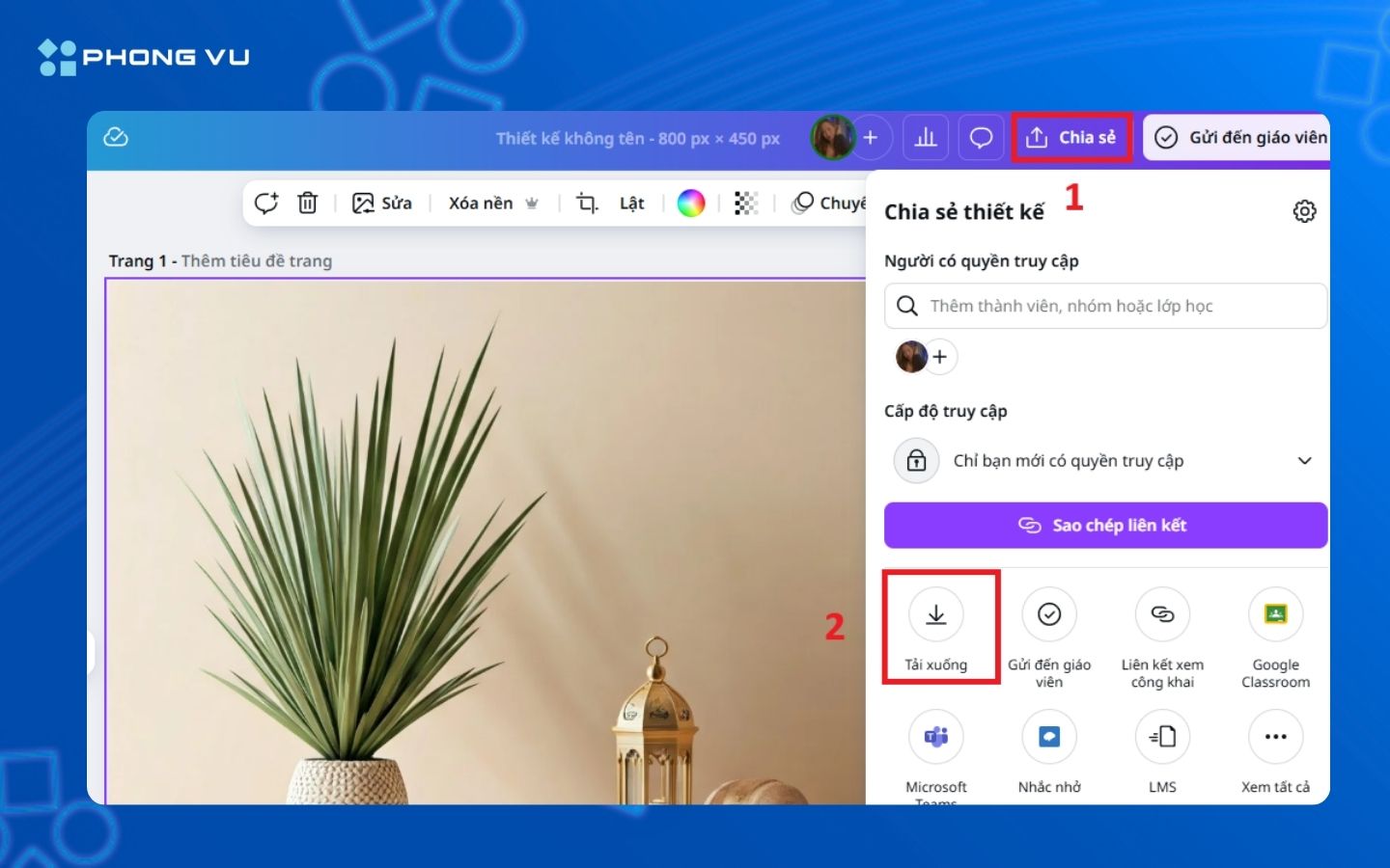 Chọn mục Chia sẻ và nhấp vào Tải xuống