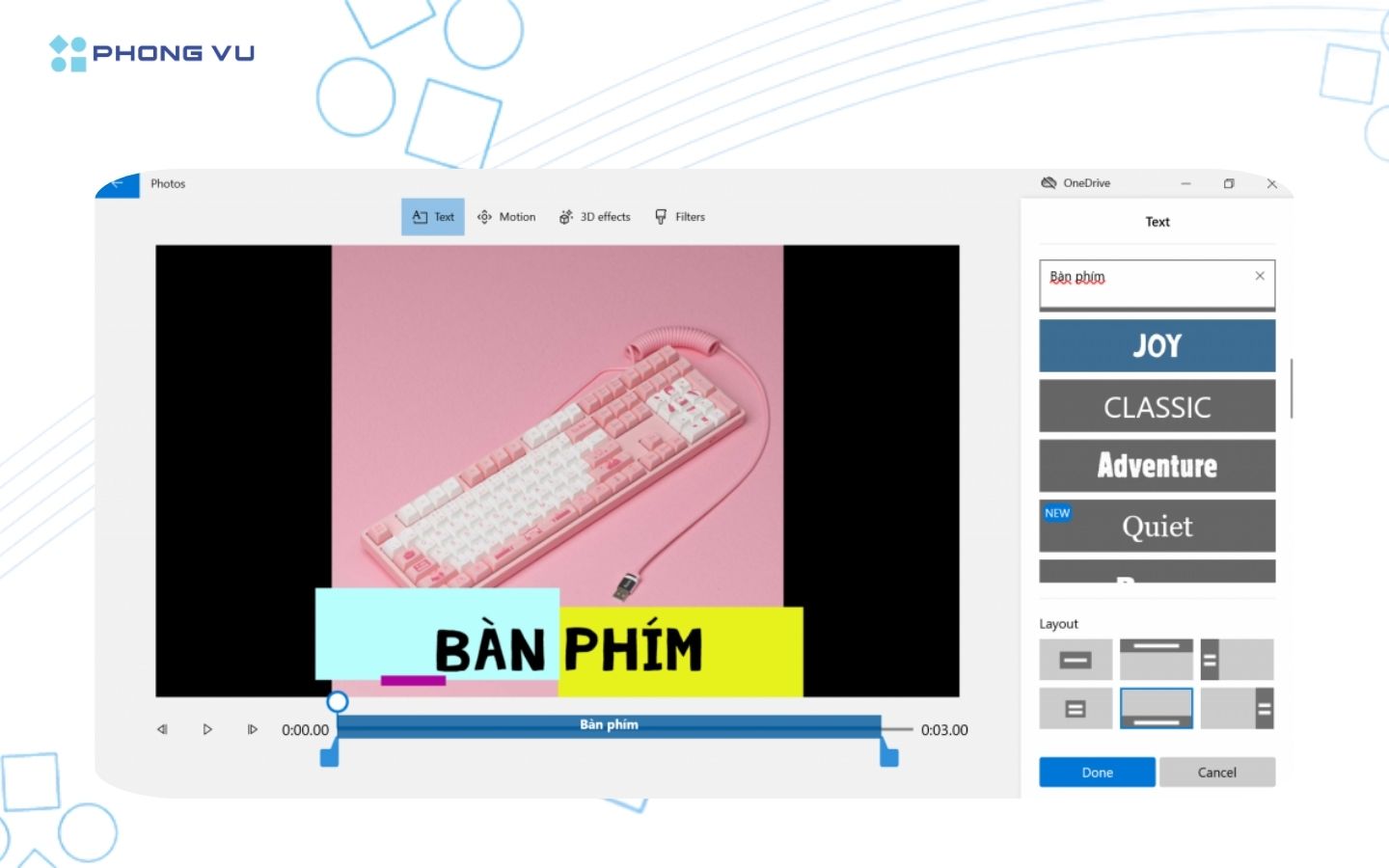 Chỉnh thời lượng thẻ tiêu đề
