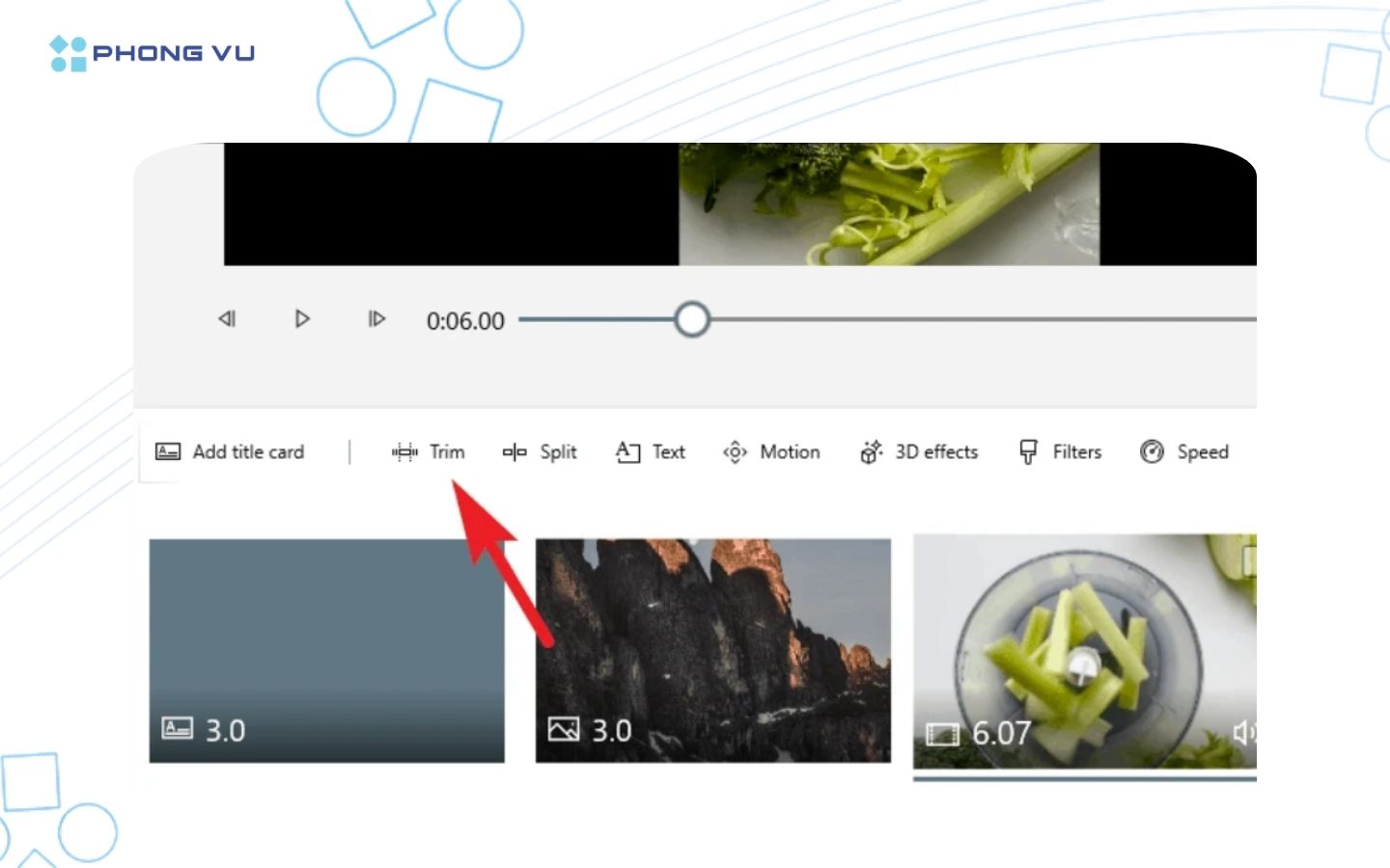 Cắt đầu/cuối video với Trim