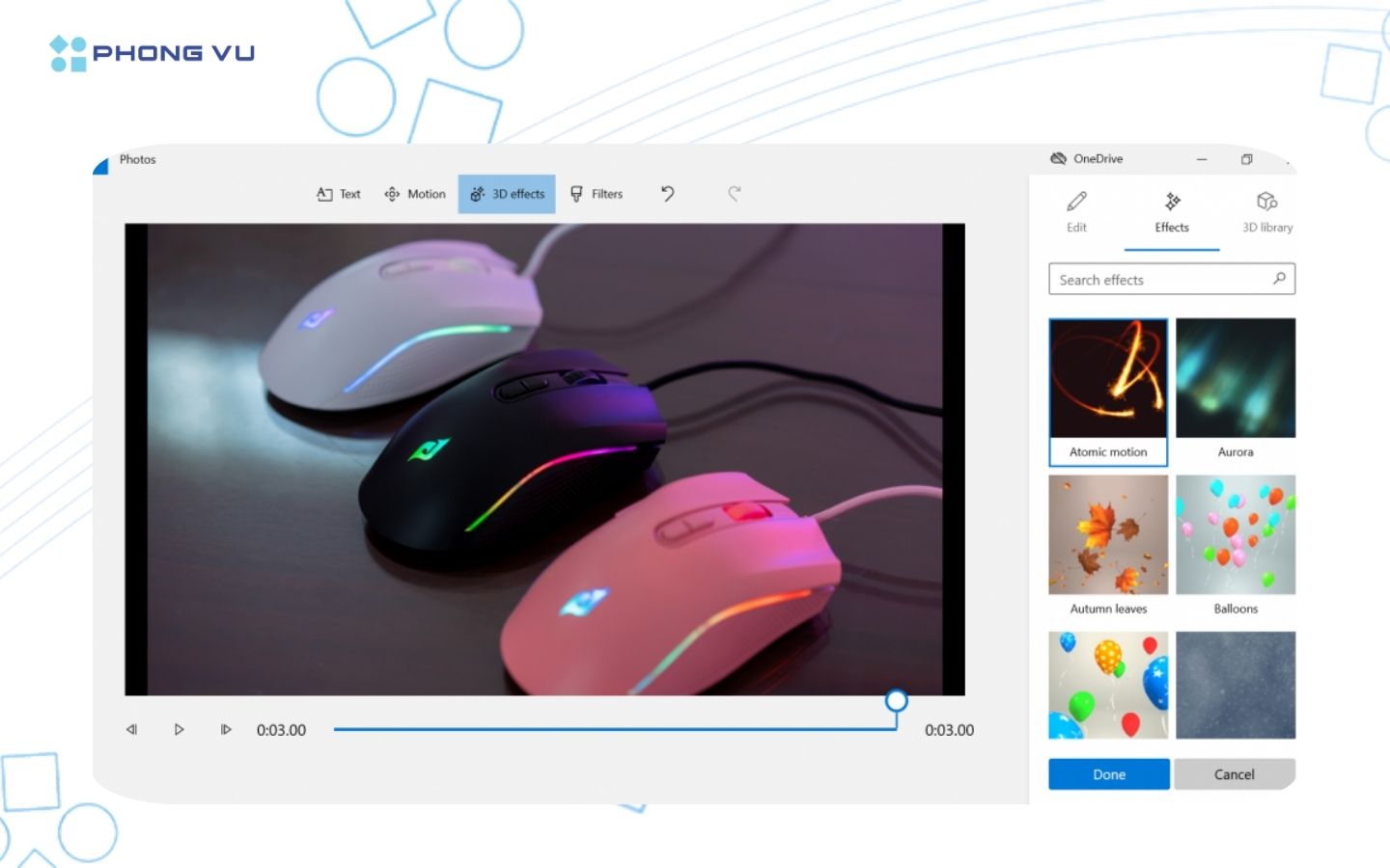 Chọn Filter để thêm hiệu ứng 3D