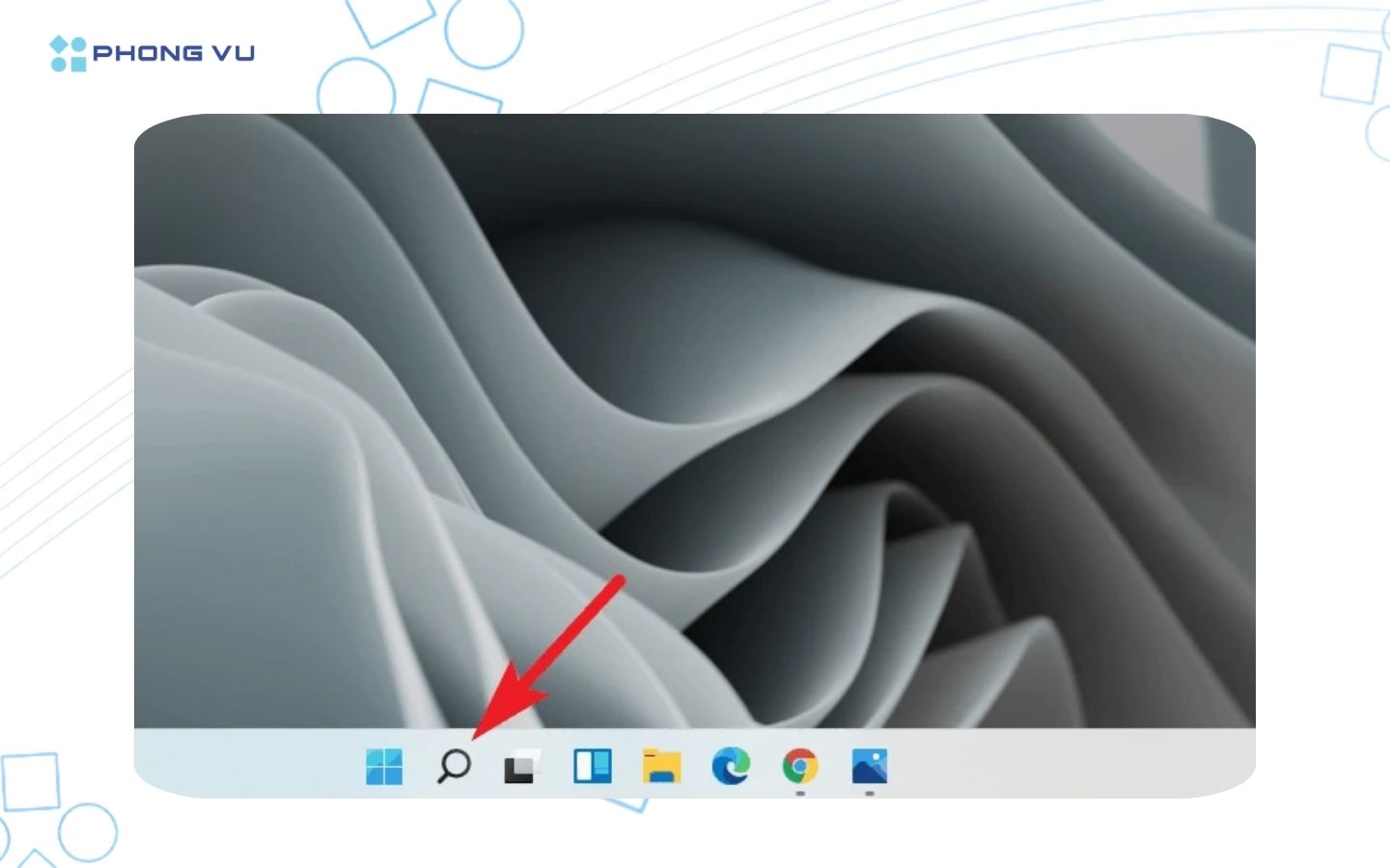 Nhấp vào biểu tượng Search trên taskbar