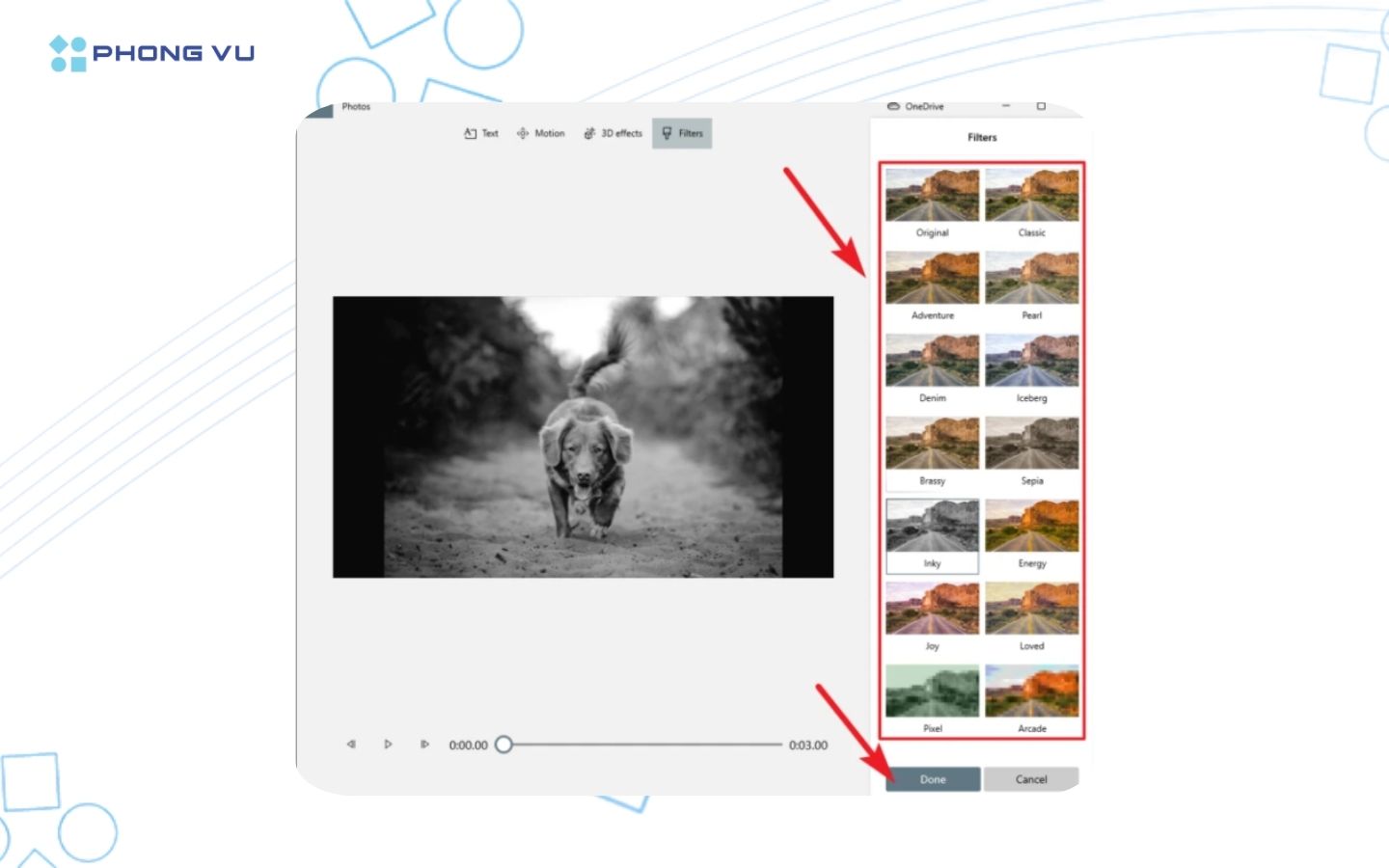 Nhấn vào những ảnh thu ngỏ ở thanh bên để chọn Filter 