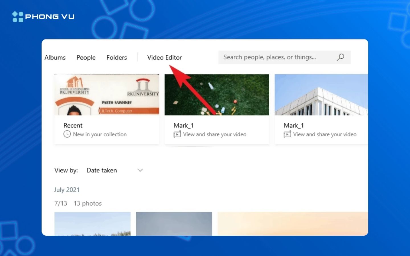 Chọn Video Editor tại ứng dụng Photos