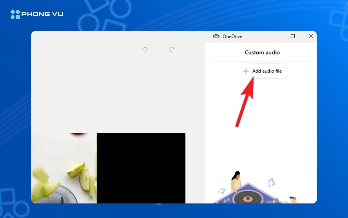 "Add audio" ở thanh bên