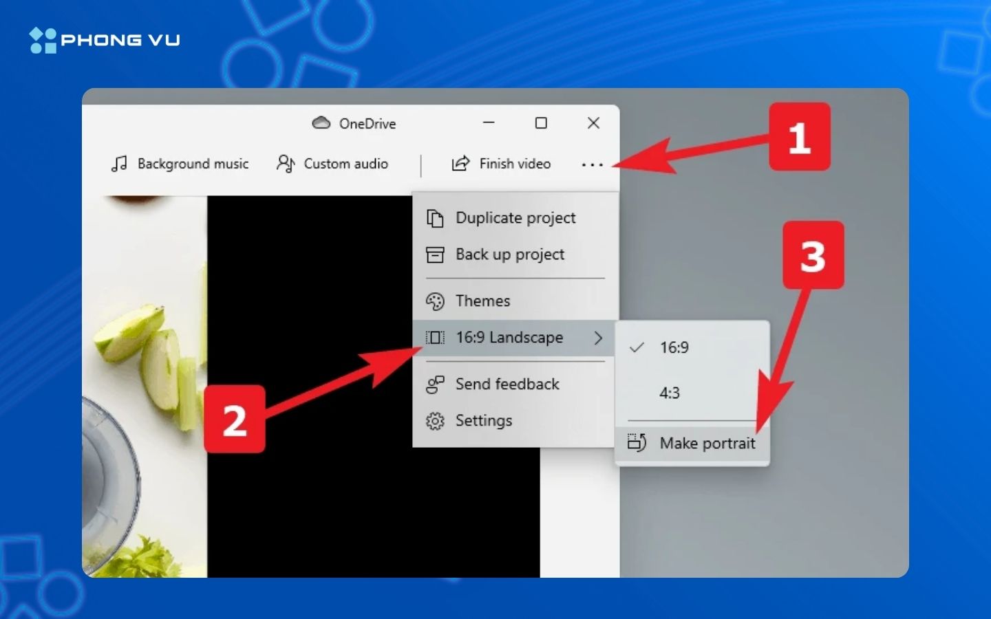 Thay đổi hướng bằng tuỳ chọn Make Potrait
