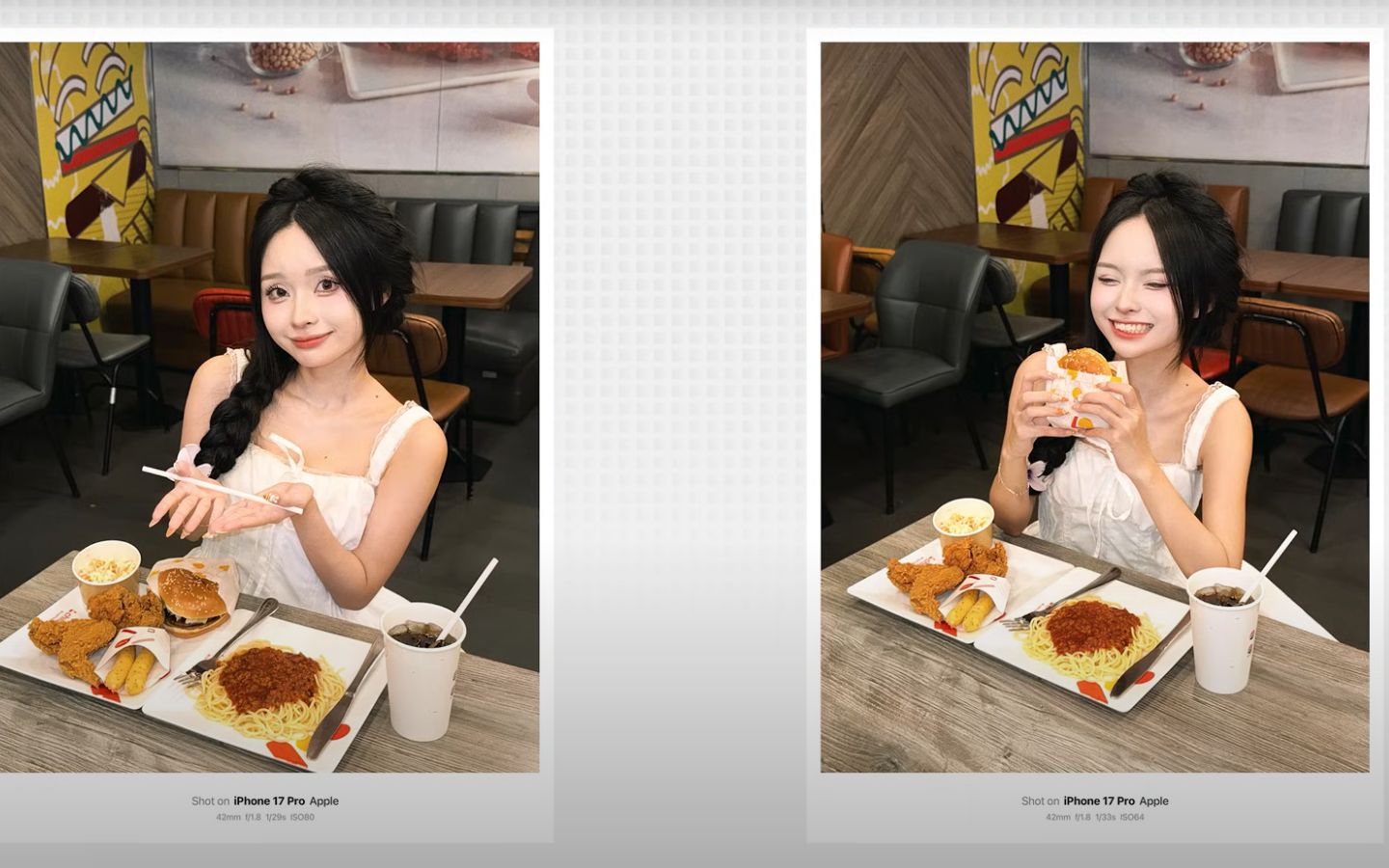 Ảnh được chụp bằng Foodie với ánh sáng cân bằng và màu sắc rực rỡ, hấp dẫn