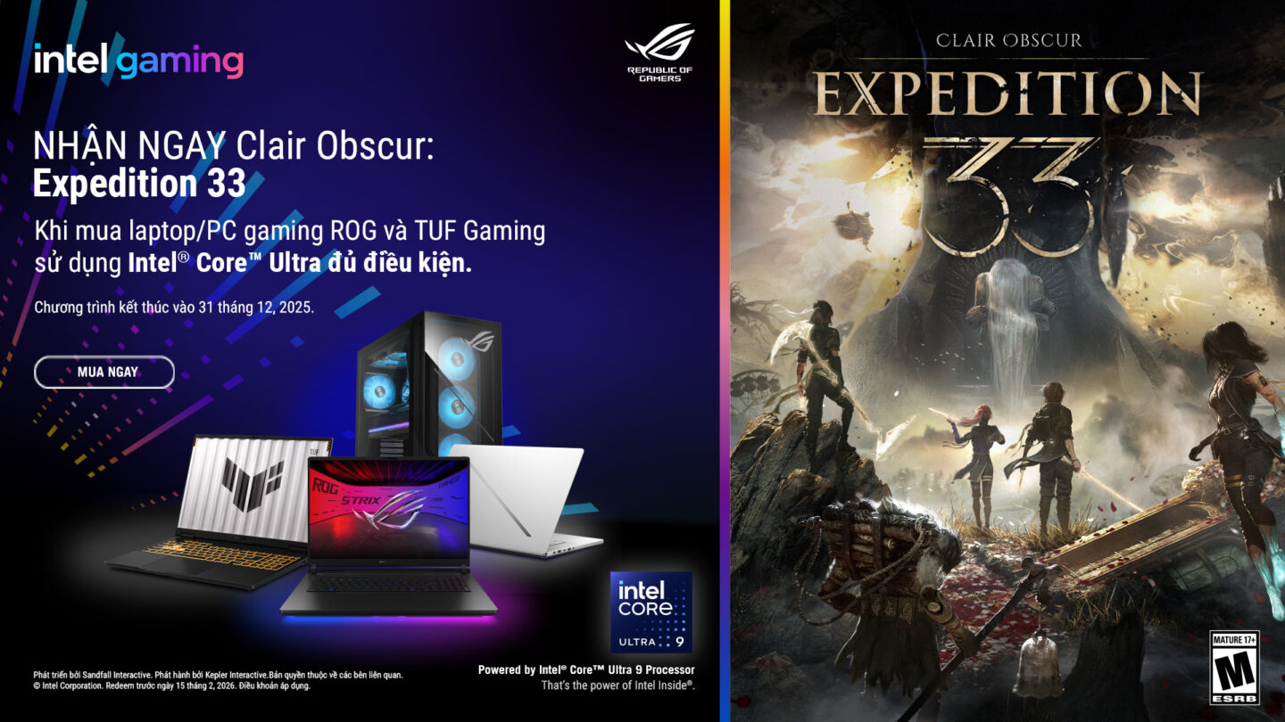 MUA LAPTOP ASUS ROG TRANG BỊ INTEL® CORE™ ULTRA – NHẬN TỰA GAME CLAIR OBSCUR: EXPEDITION 33