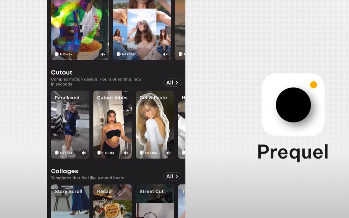 Giao diện ứng dụng Prequel