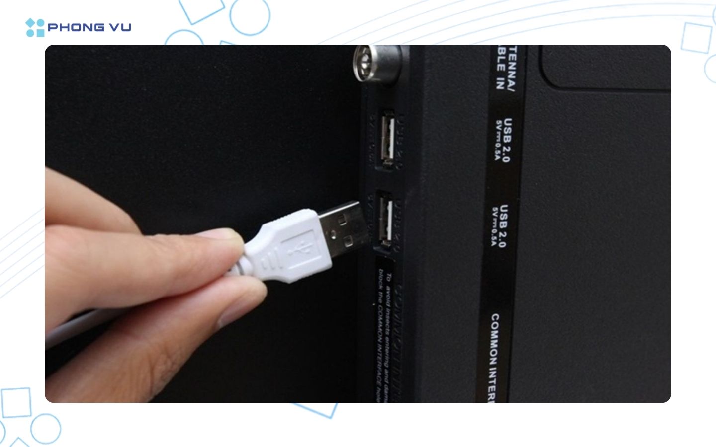 Cắm đầu USB của chuột có dây vào cổng USB tivi