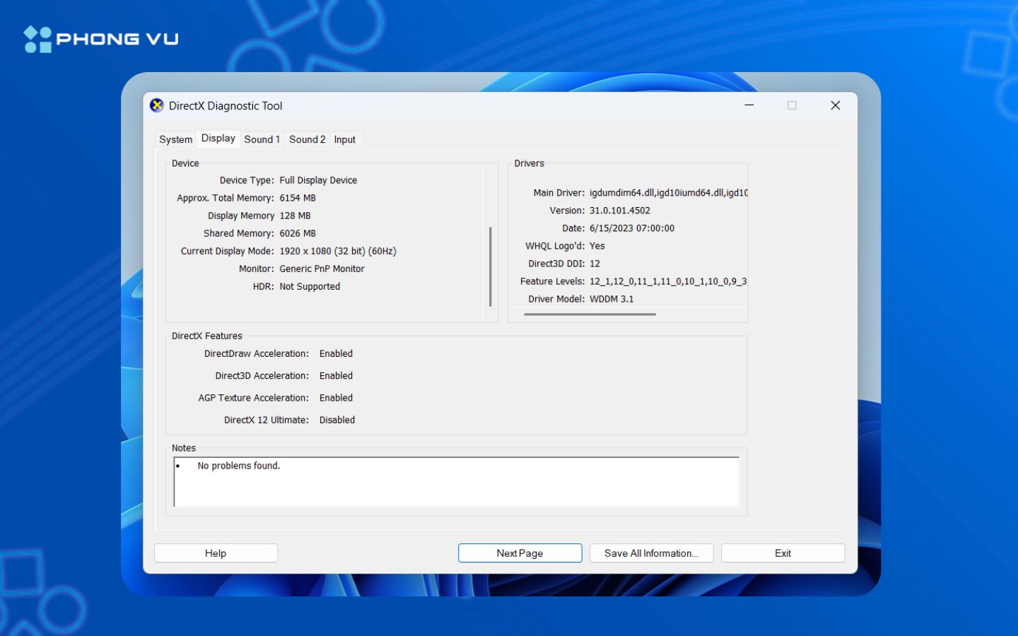 Cách kiểm tra màn hình máy tính bao nhiêu inch chính xác nhất 6 mục “Display” (dxdiag) hoặc “Components > Display” (msinfo32) để xem model màn hình