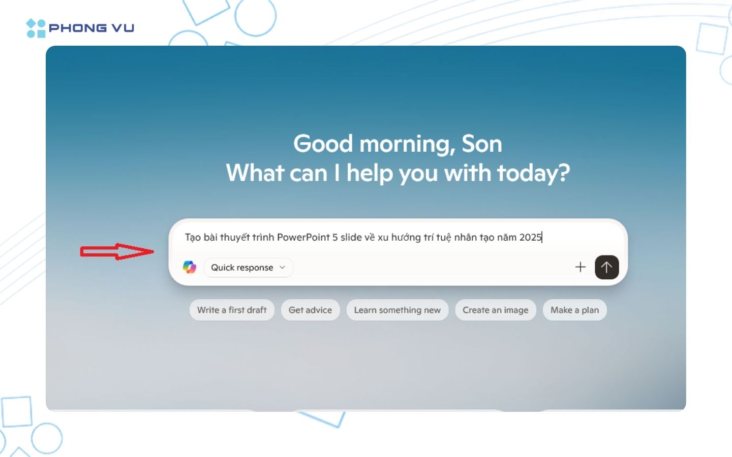 Nhập lệnh trực tiếp vào khung chat
