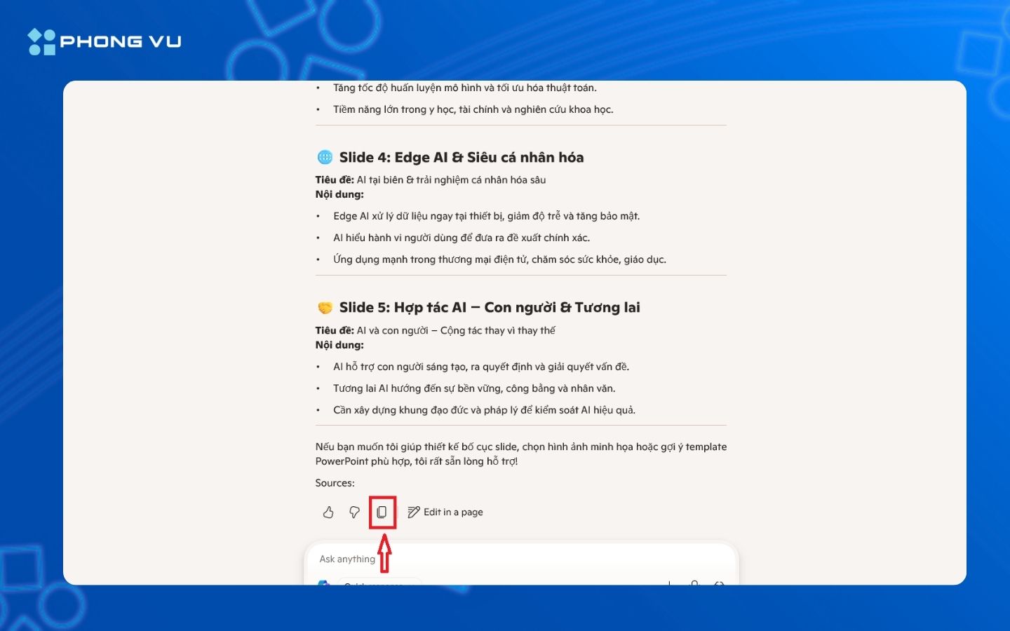 Bấm chọn biểu tượng sao chép