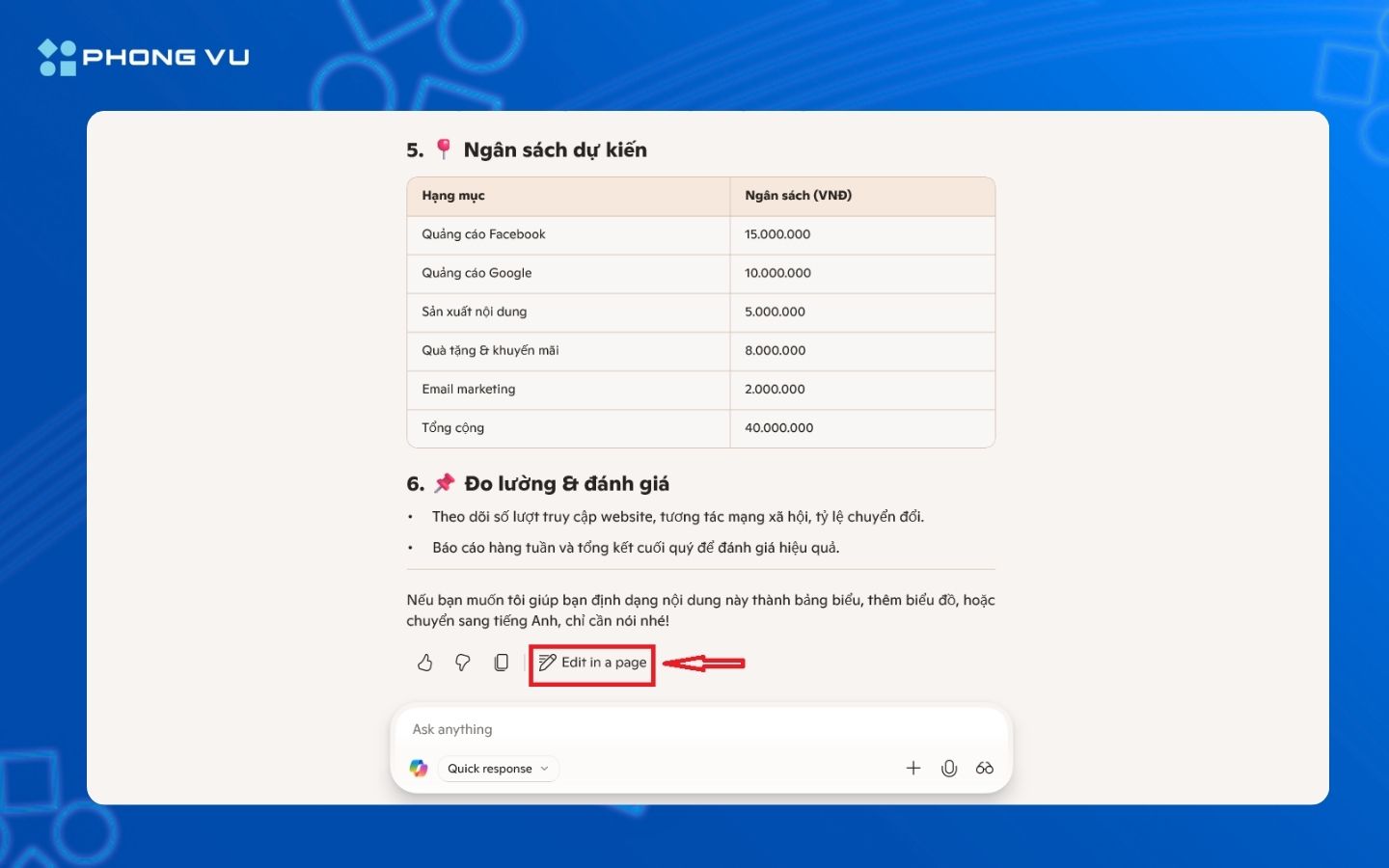 Chọn mục Edit in a Page