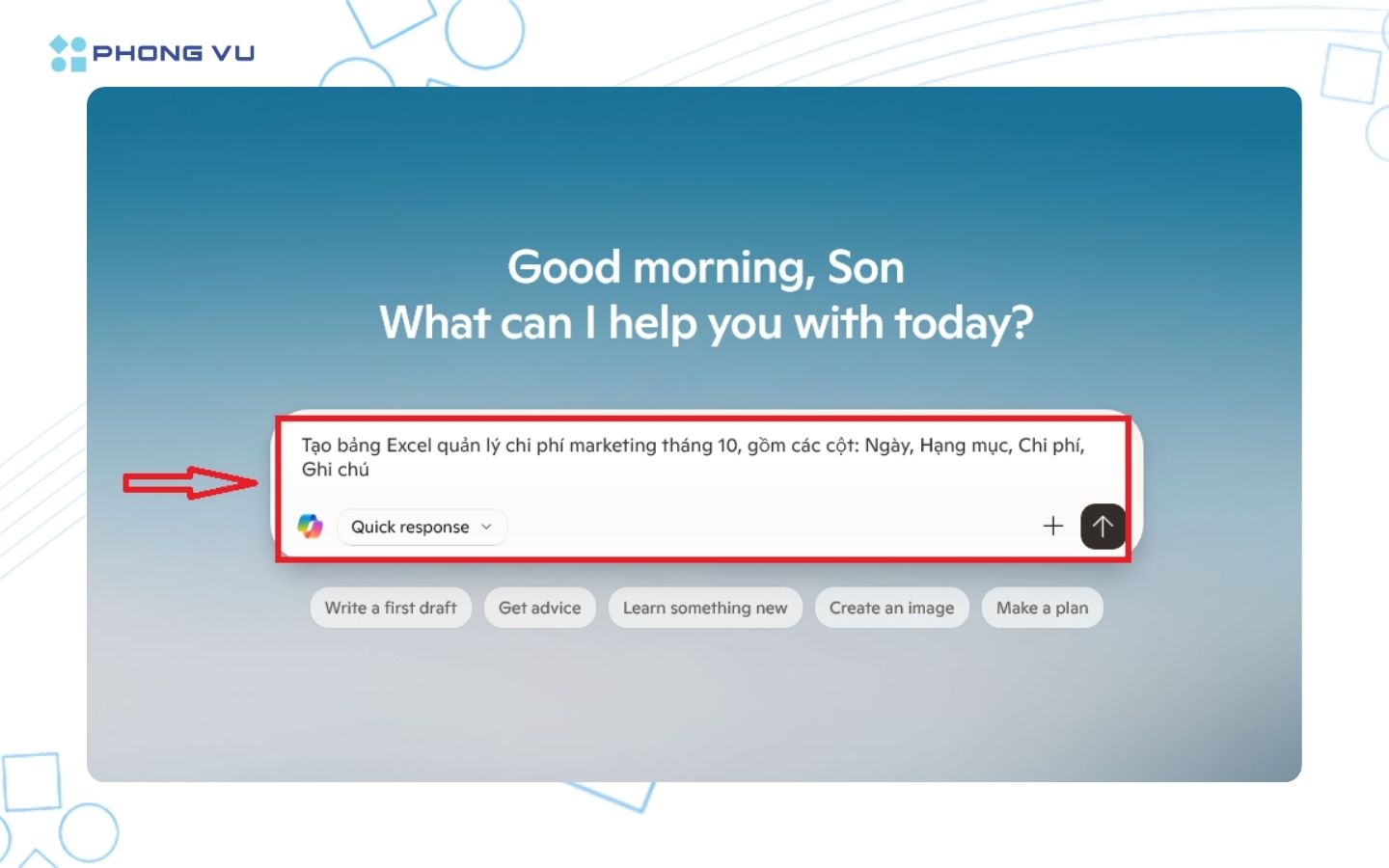 Nhập lệnh vào khung chat