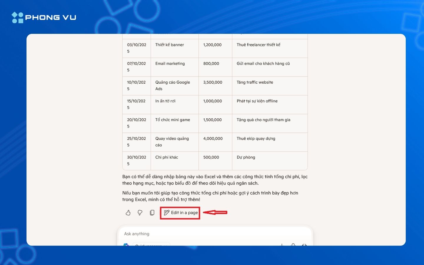 Chọn mục Edit in a Pge