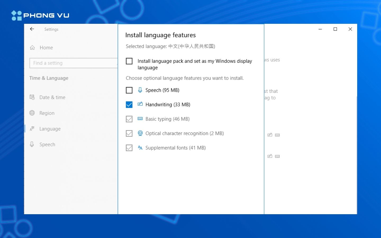 Tích chọn Handwriting sau đó nhấp Install