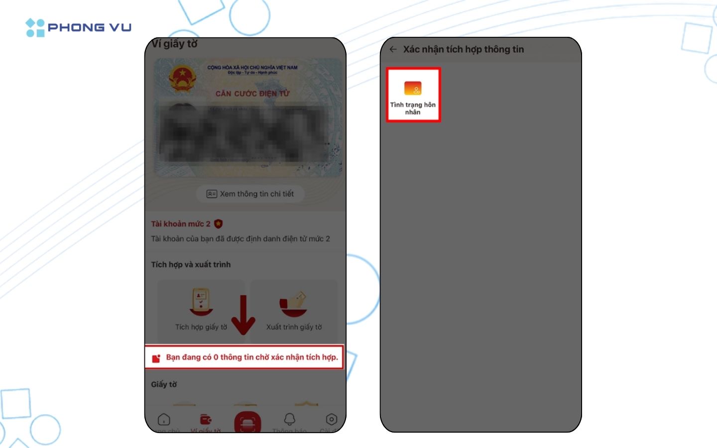 Cách cập nhật tình trạng hôn nhân trên VNeID nhanh chóng, dễ dàng 3 Nhấn vào thông báo yêu cầu tích hợp tình trạng hôn nhân