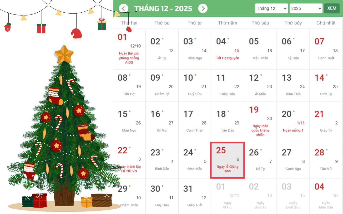 Còn bao nhiêu ngày nữa đến Noel 2025? Đếm ngược đến Giáng sinh chính xác nhất 2 Giáng sinh 2025 sẽ rơi vào ngày thứ Năm trong tuần