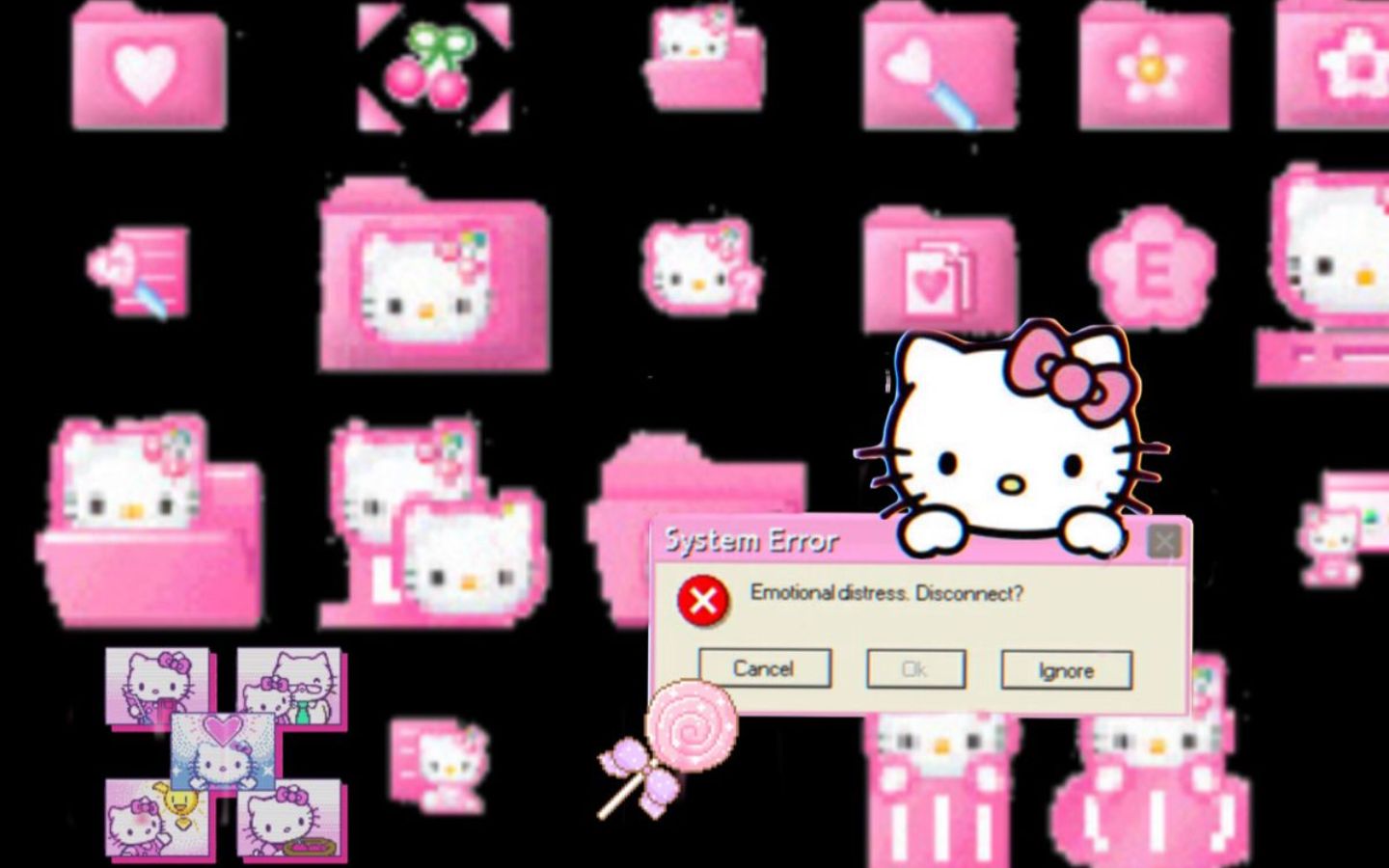 Hình nền Hello Kitty thông báo Error