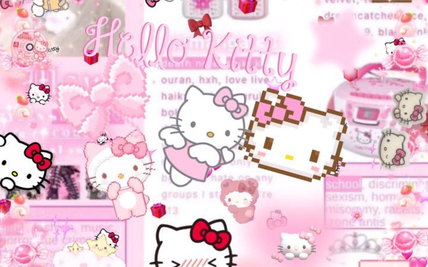 Hình nền Hello Kitty Y2K màu hồng lấp lánh