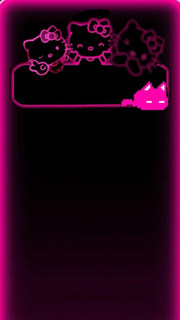 Hình nền Hello Kitty ngầu màu đen hồng ấn tượng