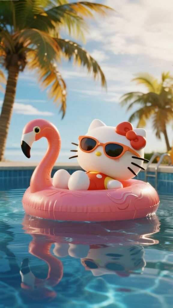 Nền ảnh hello kitty mang lại cảm giác vui tươi cho bé gái