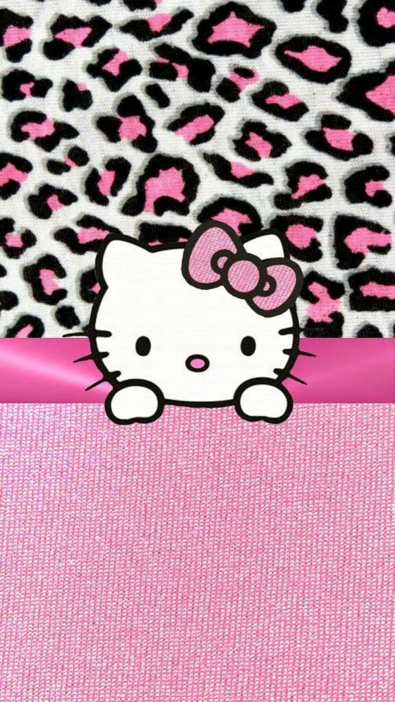 Hình nền Hello Kitty màu hồng da beo