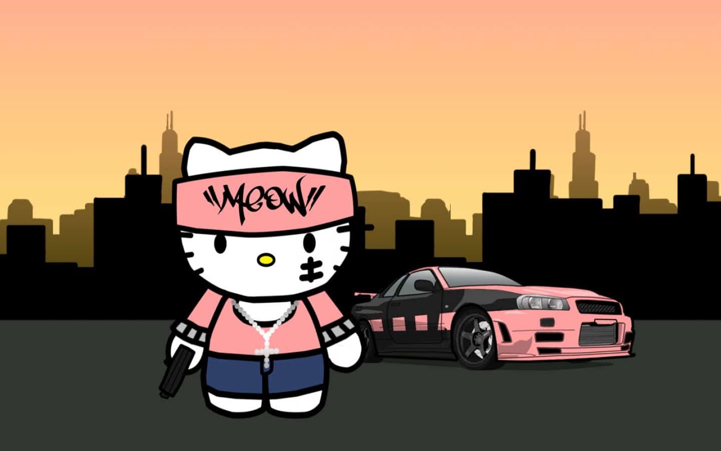 Hình nền Hello Kitty đua xe