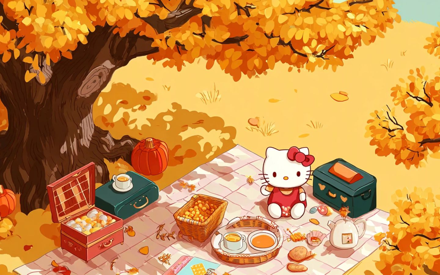 Hình nền Hello Kitty cắm trại
