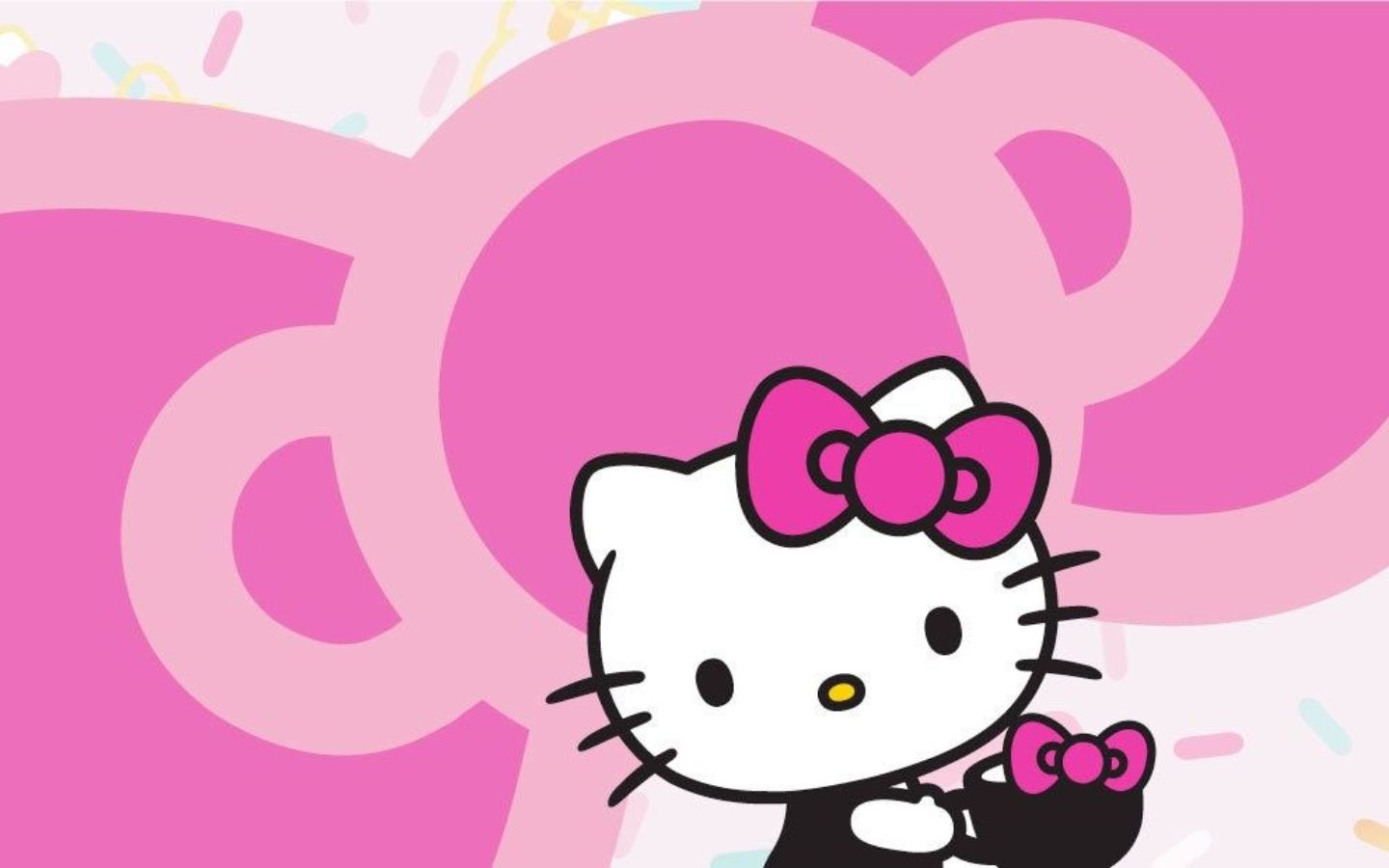 Hình nền Hello Kitty màu hồng cầm nón