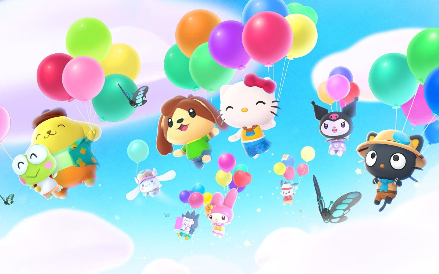 Hình nền Hello Kitty chơi đùa cùng bạn bè
