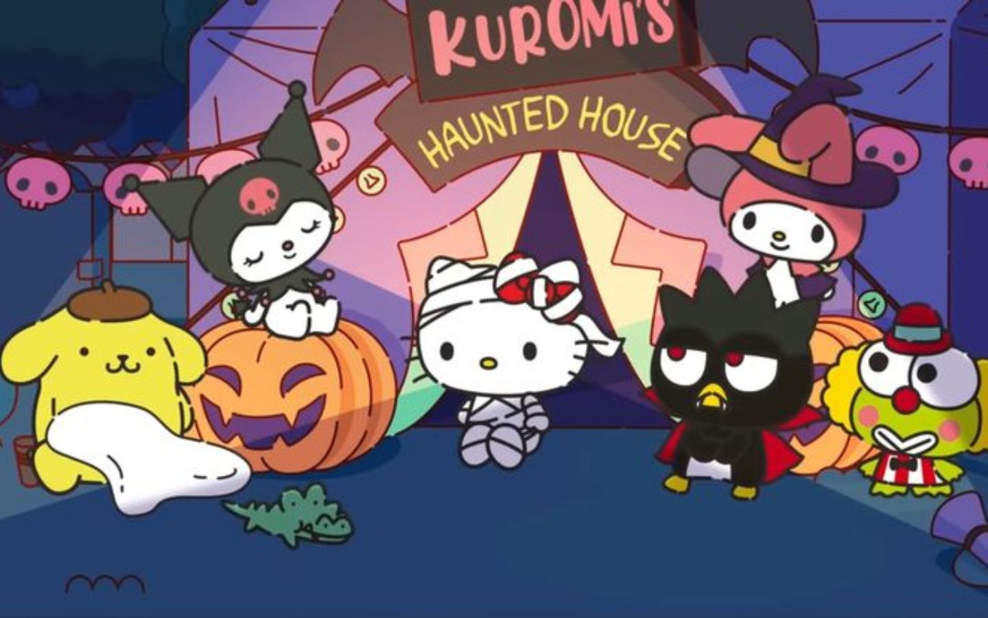 Hình nền tiệc halloween Hello Kitty