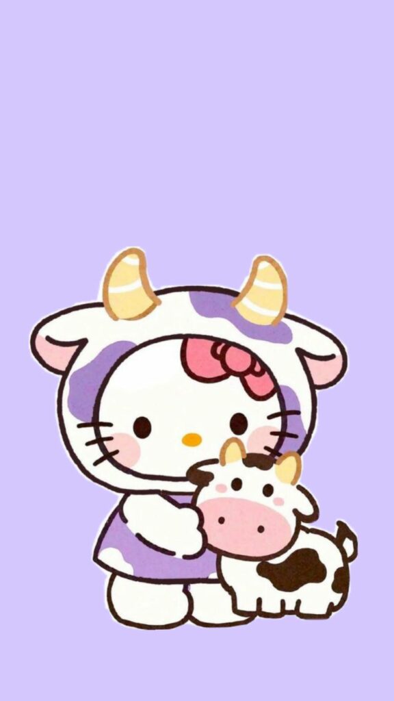 Hình nền Hello Kitty bò sữa