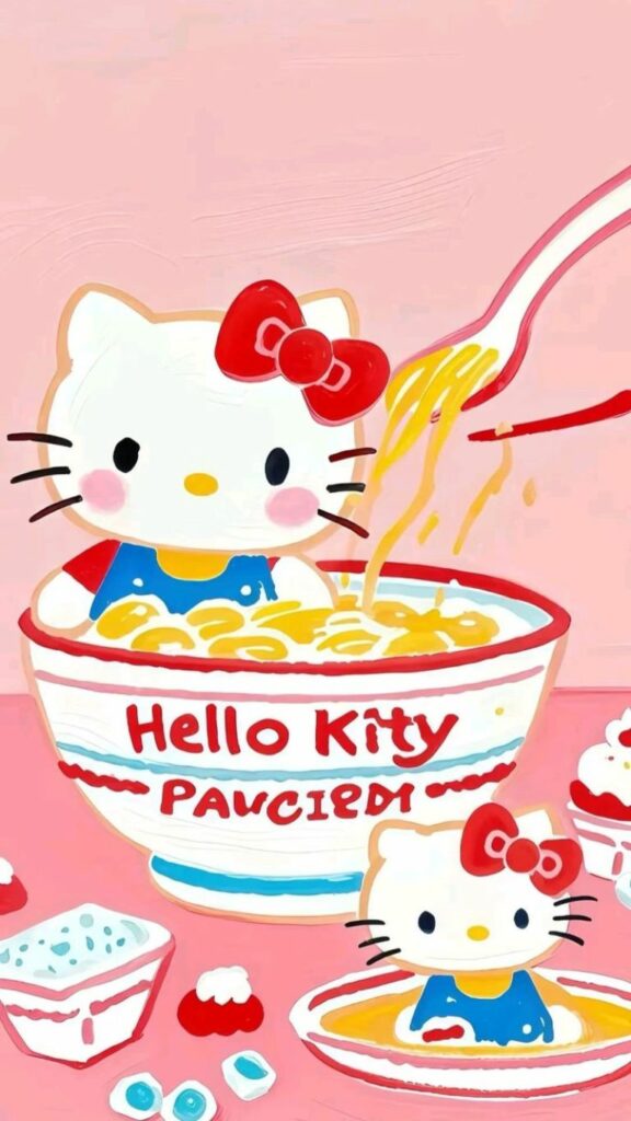 Hình nền tô mì Hello Kitty