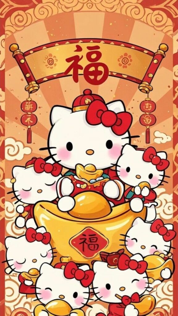 Hình nền Hello Kitty thần tài