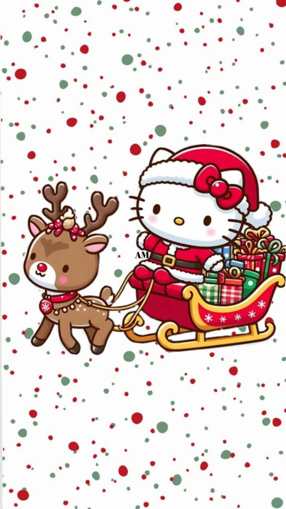 Hình nền ông già noel Hello Kitty