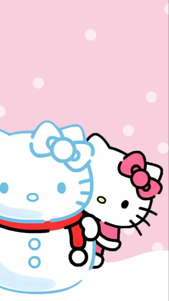 Hình nền Hello Kitty nặn tuyết