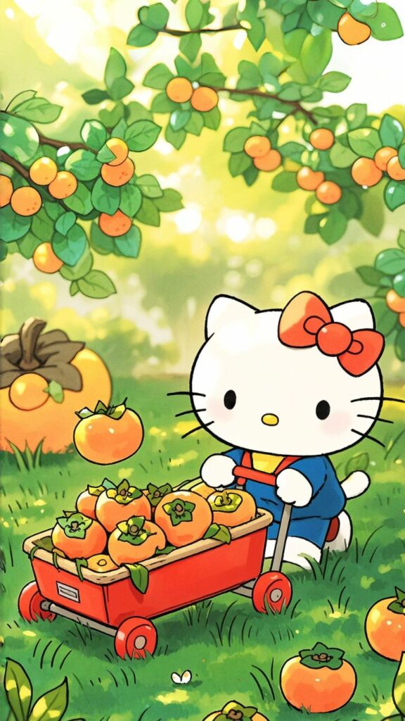 Hình nền Hello Kitty thu hoạch hồng