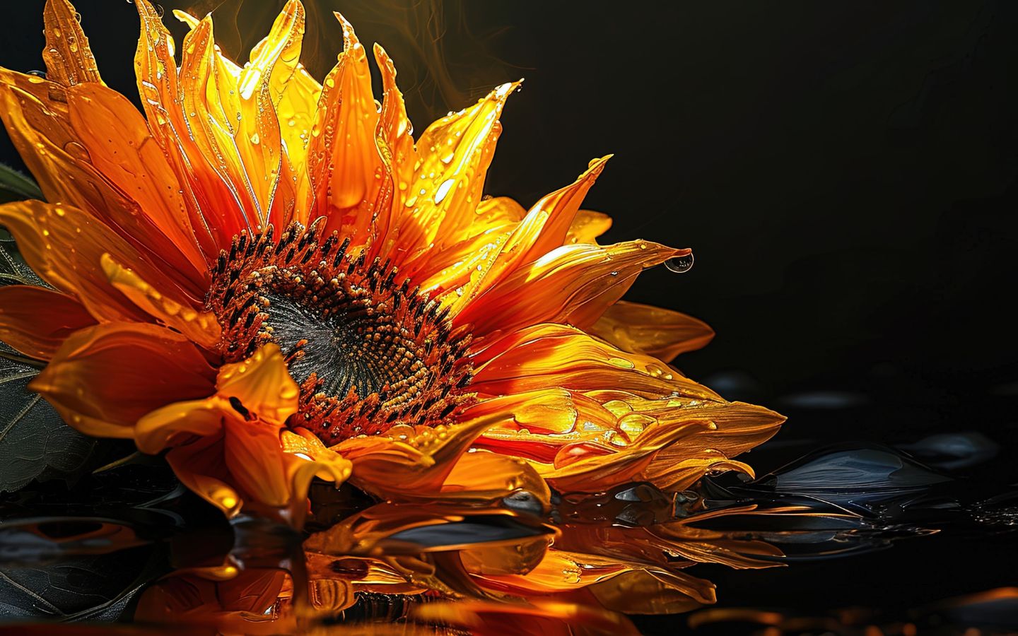 Hướng dương phản chiếu mặt nước