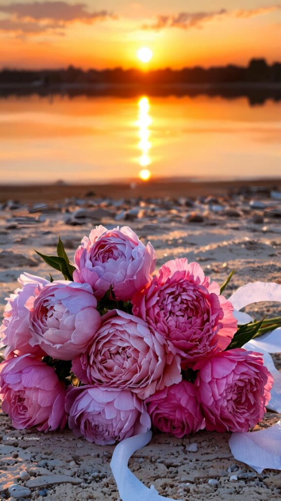 Bó mẫu đơn ánh hoàng hôn