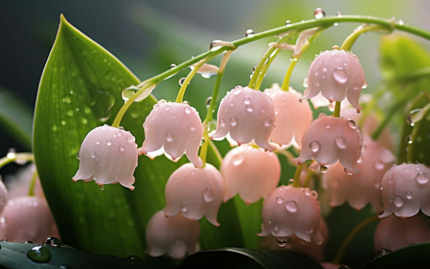 Linh lan hồng dưới cơn mưa