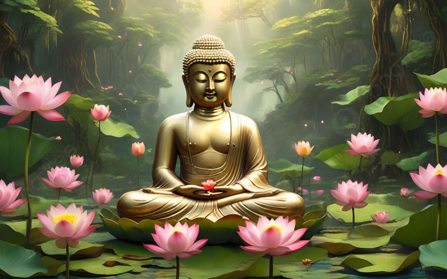 Tượng Phật an yên giữa đầm sen